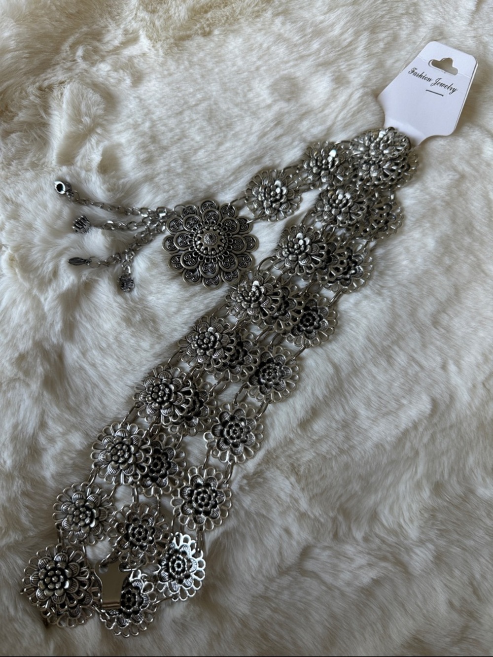 Silver Multi-Flower Medallion Linked Belt (Style 2)